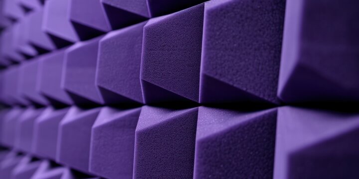 wall black test room sound proof insulation foam purple violet absorb zoom close up triangle