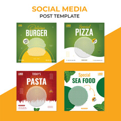 Social Media Food Post Templates set for restaurant marketing. Social Media posts for Food Selling