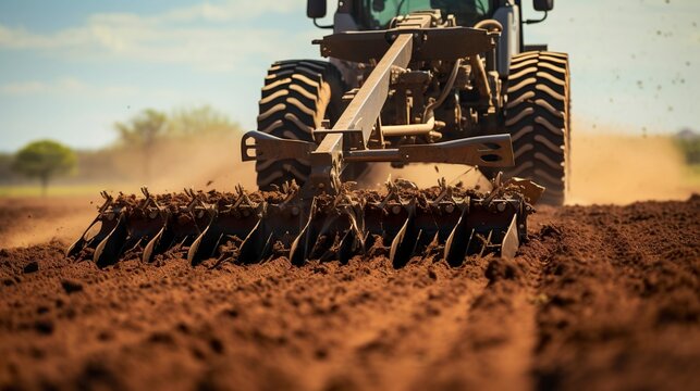 A photo of a subsoiler breaking up compacted soil.