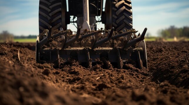 A photo of a subsoiler breaking up compacted soil.