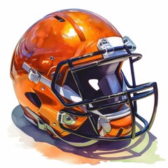 Fototapeta premium Shiny Orange American Football Helmet with Facemask Studio Shot