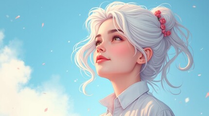 A Philosopher in White in a Comic Illustration Setting