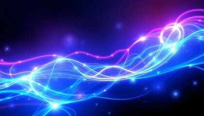 Naklejka premium Abstract Blue and Pink Glowing Energy Waves