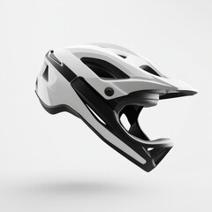 Fototapeta premium White and black full-face mountain bike helmet.