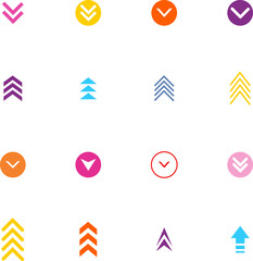 Swipe down icon set. Arrow down button symbol. Swipe down icons for social media stories. Scroll down pictogram. Vector