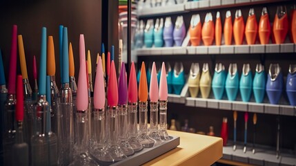 Fototapeta premium A photo of a shelf of specialty cake decorating tools