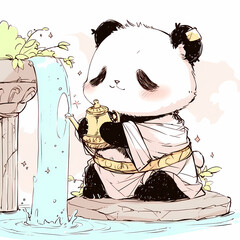 Cute drawing of a panda