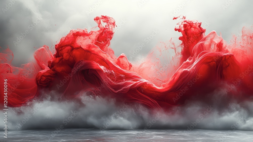 Poster dynamic red fluid explosion abstract art