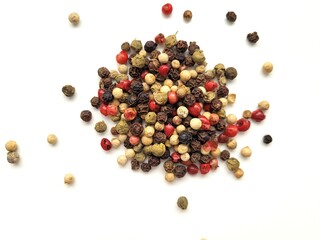 Colorful pile of pepper seeds for spicy taste.