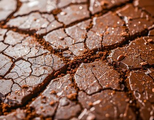 Fototapeta premium Close-up of Cracked Chocolate Surface with Cocoa Nibs