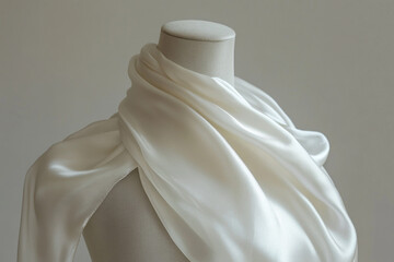 Timeless Elegance: A Luxurious Silk Scarf Draped Over a Dummy