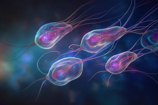 microscopic view of giardia parasite in vibrant 3d rendering