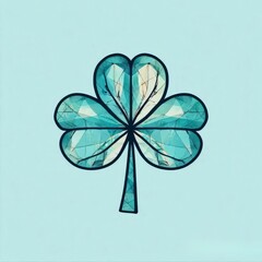 blue four-leaf clover on a blue background