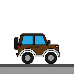 Vector illustration of a car with brown color in flat style color isolated on white background. Children's car illustration