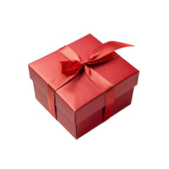 Fototapeta premium A red gift box with a ribbon, isolated on a white background, perfect for Christmas, birthdays, holidays, or celebrations