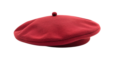 Blue beret hat with soft texture on transparent background