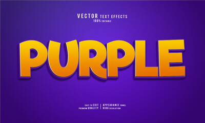 Purple editable vector graphic resources 3d text effect design