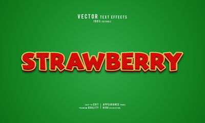 Strawberry editable vector graphic resources 3d text effect design