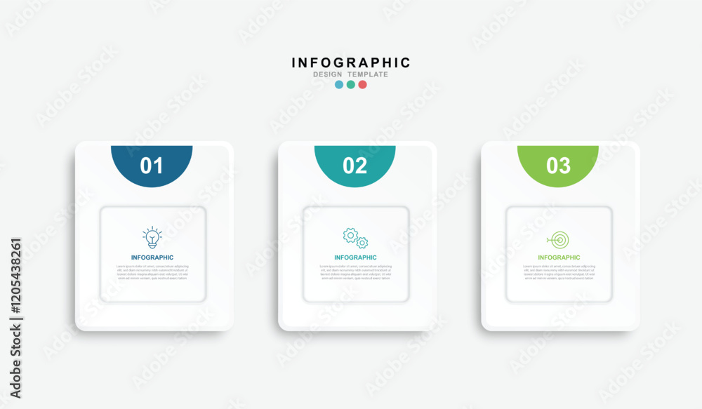 Poster vector infographic label design template, with icons and 3 options or steps.