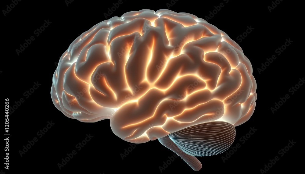 Poster glowing human brain 3d rendering: an intricate neural network visualization of cognitive function, i