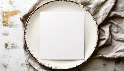 Elegant ceramic surface featuring a blank menu mockup for promotional display and design concepts. Showcase your culinary offerings with this sophisticated menu mockup.