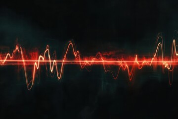 Abstract red glowing waveform on a dark background, symbolizing energy, frequency, and motion
