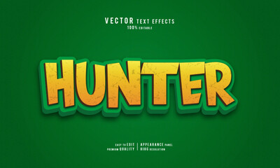 Hunter editable vector graphic resources 3d text effect design