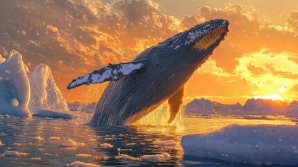 Digital art illustration of a whale