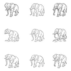 elephant pencil drawing vector art
