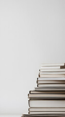 Stack of books against a white background
