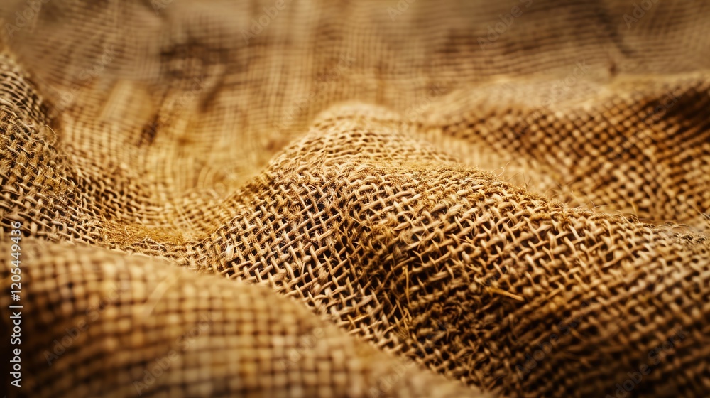 Poster close-up of woven burlap fabric showing the texture and pattern of the weave.