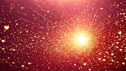 Fototapeta premium Background of hearts on a background of golden rays. Holiday concept, Wedding, Valentine's Day