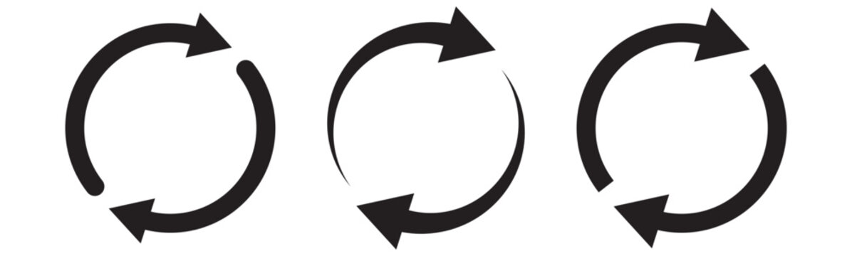 Refresh icon set. Reload icon vector. Update icon. Refresh icon vector illustration. Reload sign and symbol. Update icon. Vector set of restart or redo undo button in round shape. 