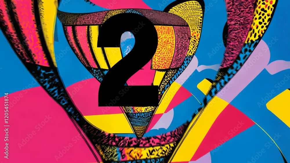 Poster colorful abstract design featuring bold number two on vibrant background with patterns and contrasti