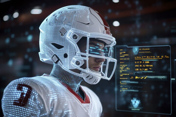 Futuristic holographic football player representation for high tech sports design