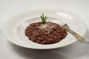 Risotto al Barolo Red Wine Cooked Rice from Piedmont, Italy