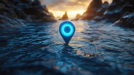 A blue object is floating in the water