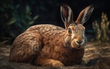 Fototapeta premium Close-up Portrait of a Curious Hare