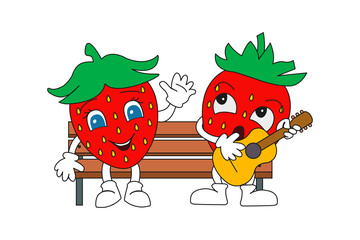 Strawberries on the bench