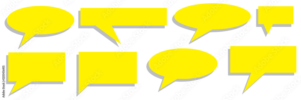 Poster set of yellow speech bubble collection .set of yellow speech bubble cartoon box icon set . speech bu