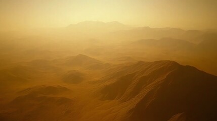 Obraz premium Golden Hour Desert Mountain Range Aerial View