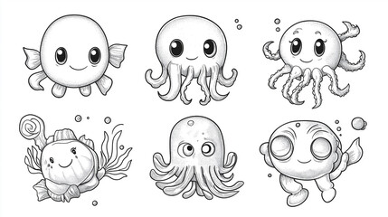 Sea Creatures Coloring Book: Fun and Educational Designs for Kids and Adults