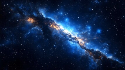 A long blue line of stars in the sky
