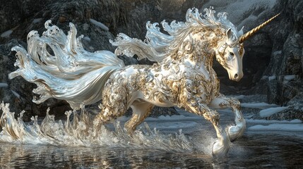 Digital art style view of fantasy unicorn