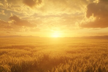 Obraz premium Golden wheat field at sunset.
