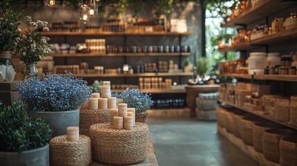 Rustic store interior with natural products