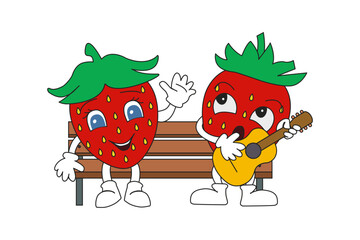 Strawberries on the bench