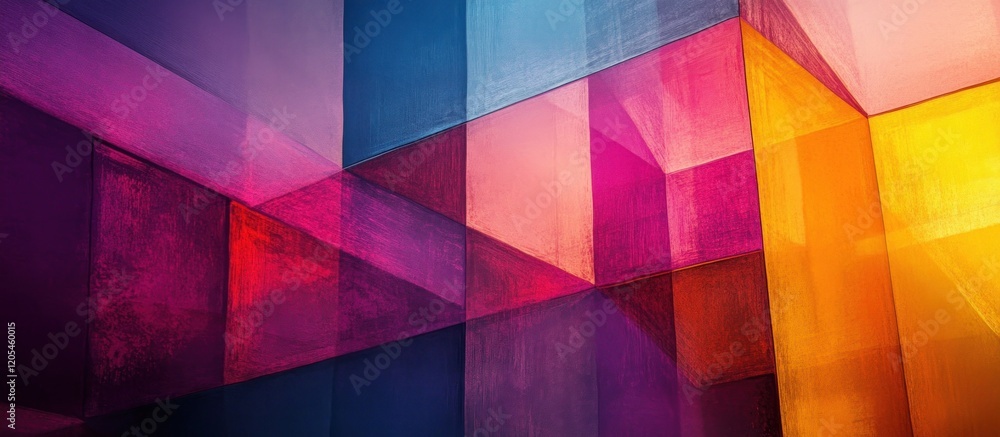 Aufkleber abstract layered geometric design with vibrant colors creating an illusion of depth
