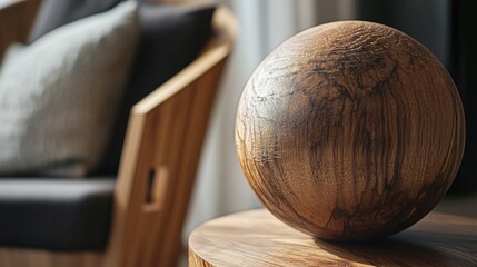 Natural wood planet design, showcasing visible grain patterns and raw finishes for an organic and earthy vibe