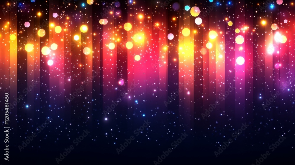 Poster abstract festive sparkling background with shimmering lights and glowing bokeh